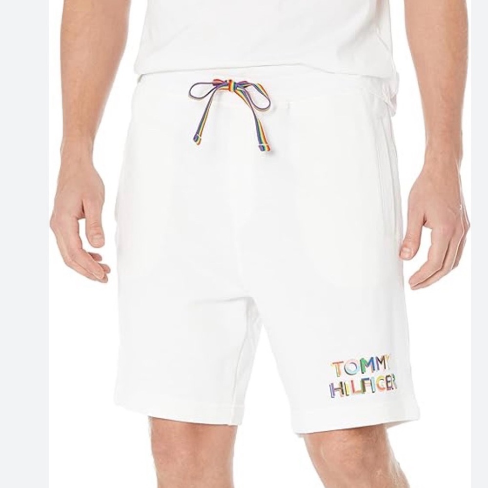 Tommy Hilfiger Pride French Terry Shorts White Mens XS Womens S